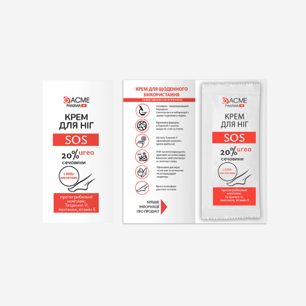 Крем для ніг SOS догляд за проблемною шкірою ніг та стоп від ACME PHARMA 3мл