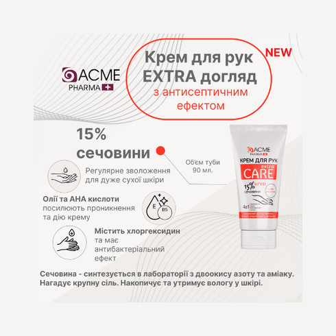 Крем для увлажнения сухой кожи рук с антисептическим эффектом ACME PHARMA 3мл