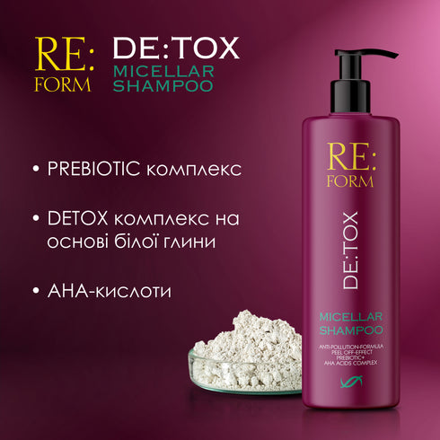 RE:FORM Мицелярный шампунь DE:TOX очищение и детоксикация волос, 400 мл