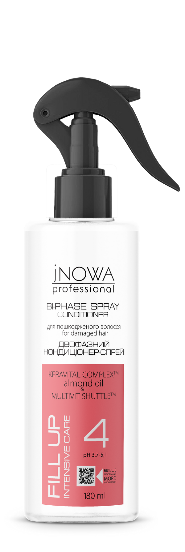 Интенсивно восстанавливающий двухфазный спрей-кондиционер "jNOWA Professional" Fill Up, 180 мл