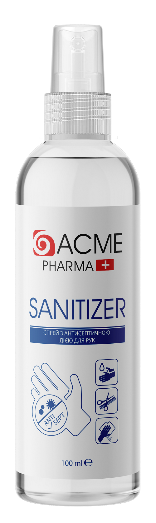 Спрей для рук SANITIZER Acme Pharma, 100 мл (з кришкою)