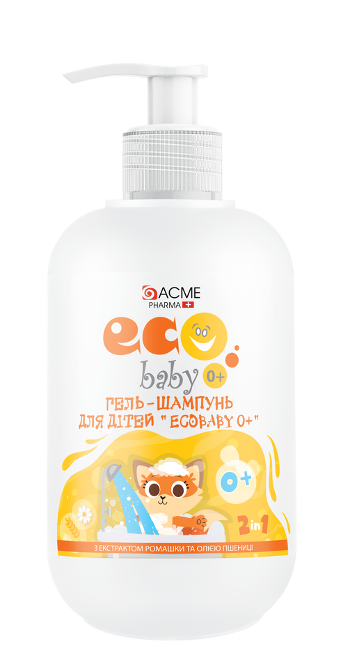 Гель-шампунь для детей EcoBaby 0+3 с экстрактом ромашки и маслом пшеницы 500 мл (12207)