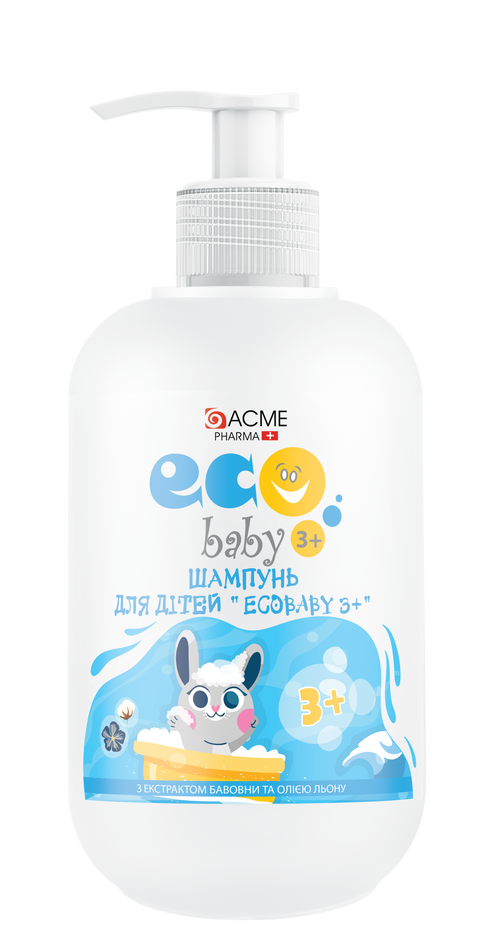 Шампунь для дітей Ecobaby 3+ з екстрактом бавовни та олією льону, 500 мл (12206)