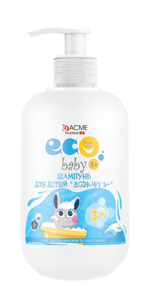 Шампунь для дітей Ecobaby 3+ з екстрактом бавовни та олією льону, 500 мл (12206)